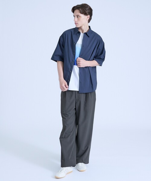 ABAHOUSE（アバハウス）の「ストレッチコットン レギュラーカラー リラックス半袖シャツ / オーバーサイズ（シャツ/ブラウス・メンズ・イエロー系その他/グリーン系その他/ブルー/ネイビー/ホワイト・48/46/44）」の18枚目の写真