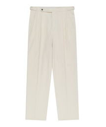 Essential Linen Cotton Twill Adjust 2-Pleated Relaxed Chino (Ecru)
