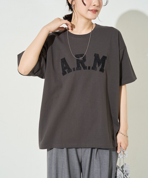 FREAK'S STORE(フリークスストア)の「限定展開 ARM レース パッチワーク 刺繍 半袖 Tシャツ(Tシャツ/カットソー・レディース・ブラック/ライトグレー/ブラウン・フリ-)」の20枚目の写真