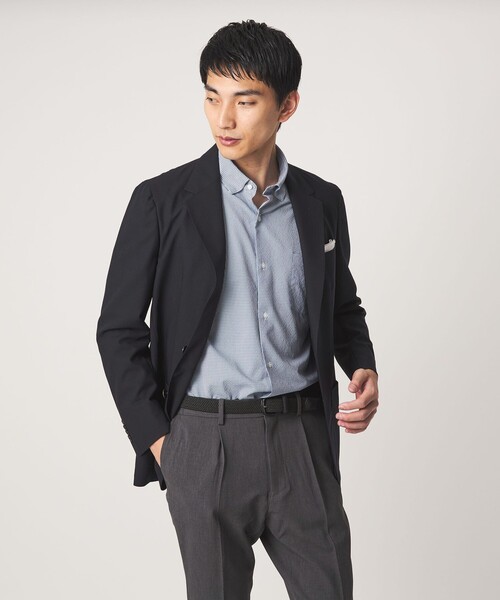 green label relaxing(グリーンレーベルリラクシング)の「ポリエステル ラッカン ギンガムチェック スタンダード スナップ ボタンダウン 半袖 シャツ -ストレッチ・イージーアイロン・吸水速乾-(ビジネスシャツ・メンズ・ダークブラウン/ネイビー/ケリーグリーン・M/S/XL/L)」の4枚目の写真