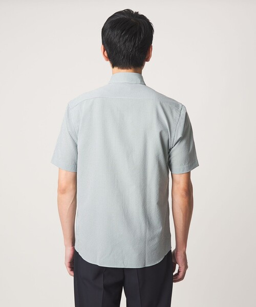 green label relaxing(グリーンレーベルリラクシング)の「ポリエステル ラッカン ギンガムチェック スタンダード スナップ ボタンダウン 半袖 シャツ -ストレッチ・イージーアイロン・吸水速乾-(ビジネスシャツ・メンズ・ダークブラウン/ネイビー/ケリーグリーン・M/S/XL/L)」の12枚目の写真