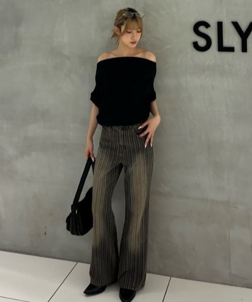 SLY（スライ）の「L/W STRIPE STRAIGHT PT ローウエストストライプ