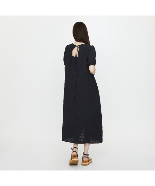 LAP（ラップ）の「シャーリングポイントギンガムチェックロングワンピースAS2WO467（ワンピース・レディース・ホワイト/スカイブルー/ブラック・FREE）」の5枚目の写真