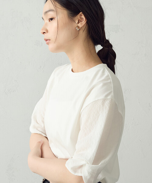 COMME CA ISM(コムサイズム)の「スリーブデザイン カットソー(Tシャツ/カットソー・レディース・ブラック/ホワイト/モカ・MEDIUM/LARGE)」の8枚目の写真