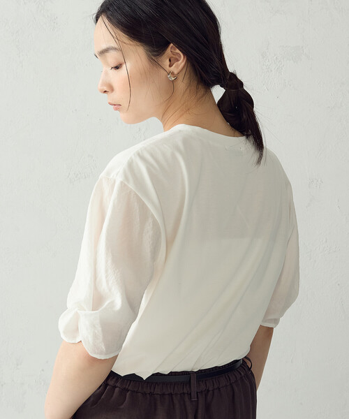 COMME CA ISM(コムサイズム)の「スリーブデザイン カットソー(Tシャツ/カットソー・レディース・ブラック/ホワイト/モカ・MEDIUM/LARGE)」の9枚目の写真
