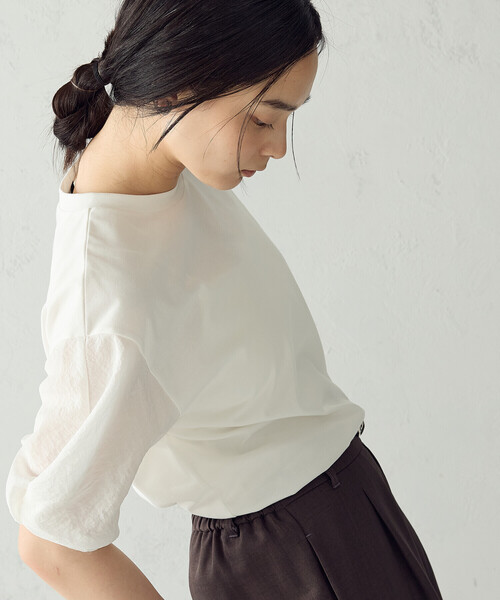 COMME CA ISM(コムサイズム)の「スリーブデザイン カットソー(Tシャツ/カットソー・レディース・ブラック/ホワイト/モカ・MEDIUM/LARGE)」の11枚目の写真