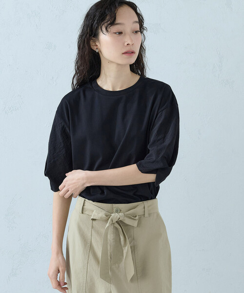 COMME CA ISM(コムサイズム)の「スリーブデザイン カットソー(Tシャツ/カットソー・レディース・ブラック/ホワイト/モカ・MEDIUM/LARGE)」の15枚目の写真