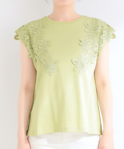 SHOO・LA・RUE(シューラルー)の「【S-LL/洗濯機可】女性らしさ溢れるモチーフレース スムースTシャツ(Tシャツ/カットソー・レディース・ライトグリーン/ホワイト/チャコールグレー・04/03/02/01)」の16枚目の写真