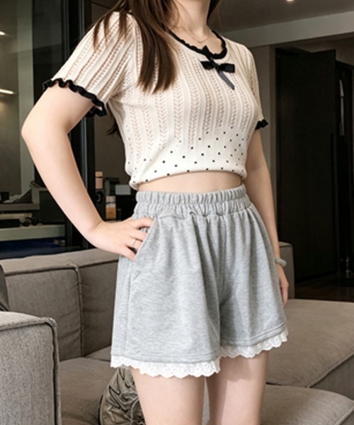 Miniministore(ミニミニストア)の「レース裾ショートパンツ レディース韓国風ショーパン短パン(その他パンツ・レディース・グレー/ブラック・M/XL/S/L)」の7枚目の写真