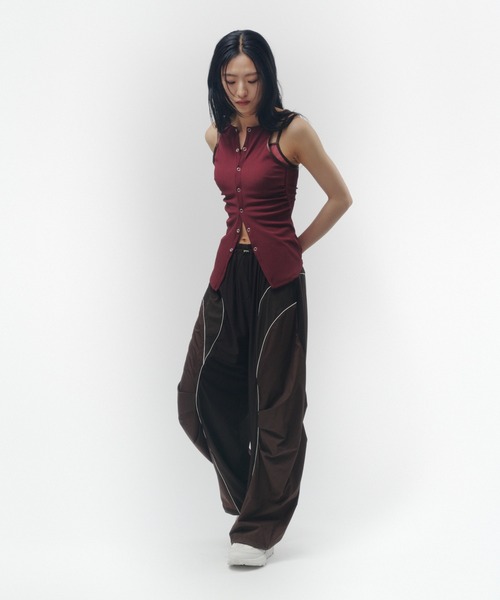 THINGS THAT MATTER（シングス ザット マター）の「MESH BLOCKING STRETCH EASY PANTS / メッシュ ブロッキング ストレッチ イージー パンツ（その他パンツ・レディース・ブラウン/ホワイト×ブラック・FREE）」の13枚目の写真