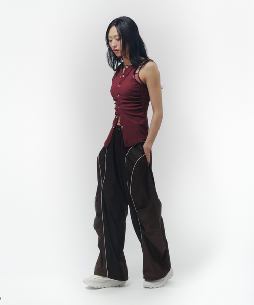 THINGS THAT MATTER（シングス ザット マター）の「MESH BLOCKING STRETCH EASY PANTS / メッシュ ブロッキング ストレッチ イージー パンツ（その他パンツ・レディース・ブラウン/ホワイト×ブラック・FREE）」の12枚目の写真