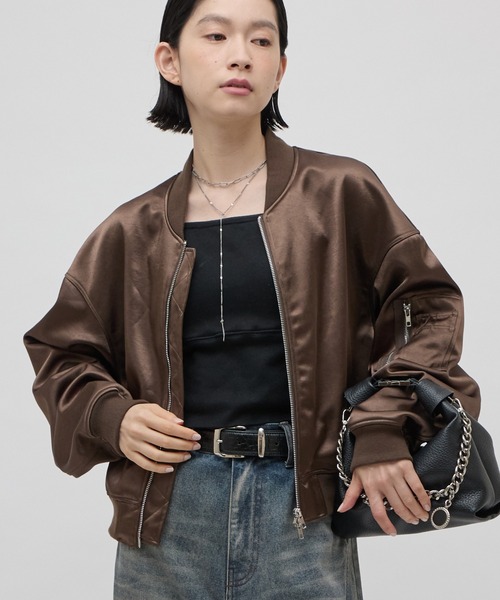 Lui's(ルイス)の「サテンボンディングダブルZIP MA-1(MA-1・レディース・ブラウン/ブラック・FREE)」の2枚目の写真