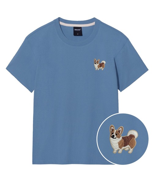 OKSTAR(オクスター)の「スマイリーウェルシーコーギー刺繍半袖(Tシャツ/カットソー・レディース・ネイビー/グレー/ライトグレー/ダークグレー/カーキ/ブラック/クリーム/ライトベージュ/ダークブルー/ダークグリーン/ホワイト・SMALL/MEDIUM/LARGE/X-LARGE/2XL/3XL/4XL)」の11枚目の写真