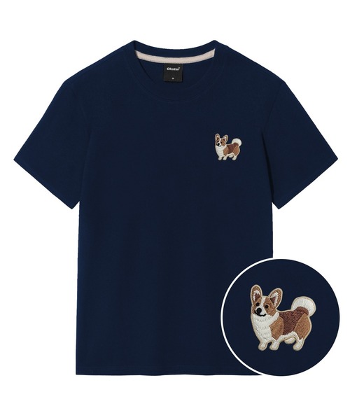 OKSTAR(オクスター)の「スマイリーウェルシーコーギー刺繍半袖(Tシャツ/カットソー・レディース・ネイビー/グレー/ライトグレー/ダークグレー/カーキ/ブラック/クリーム/ライトベージュ/ダークブルー/ダークグリーン/ホワイト・SMALL/MEDIUM/LARGE/X-LARGE/2XL/3XL/4XL)」の10枚目の写真