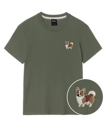 OKSTAR（オクスター）の「スマイリーウェルシーコーギー刺繍半袖（Tシャツ/カットソー）」