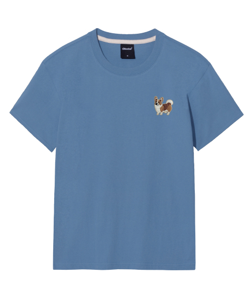 OKSTAR(オクスター)の「スマイリーウェルシーコーギー刺繍半袖(Tシャツ/カットソー・レディース・ネイビー/グレー/ライトグレー/ダークグレー/カーキ/ブラック/クリーム/ライトベージュ/ダークブルー/ダークグリーン/ホワイト・SMALL/MEDIUM/LARGE/X-LARGE/2XL/3XL/4XL)」の17枚目の写真