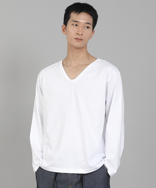 SAINTCREW(セントクルー)の「無地Vネック16sコットン長袖TシャツPSC-887ホワイト(Tシャツ/カットソー・メンズ・その他・LARGE/X-LARGE/XX-LARGE/XXX-LARGE/XXXX-LARGE/MEDIUM)」の2枚目の写真