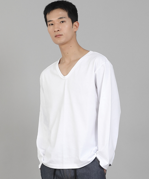 SAINTCREW(セントクルー)の「無地Vネック16sコットン長袖TシャツPSC-887ホワイト(Tシャツ/カットソー・メンズ・その他・LARGE/X-LARGE/XX-LARGE/XXX-LARGE/XXXX-LARGE/MEDIUM)」の3枚目の写真