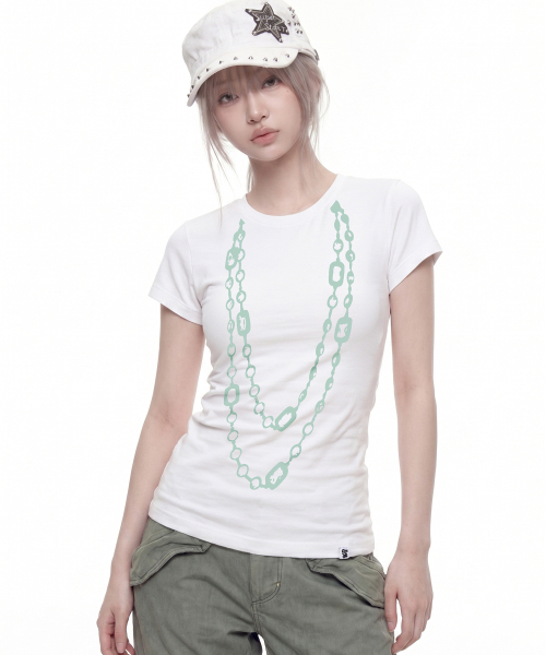 GRAVER（グレーバー）の「[ウーマン]RICH GIRL ベイビーティー_WHITE（Tシャツ/カットソー・レディース・ホワイト・ONE SIZE）」の4枚目の写真