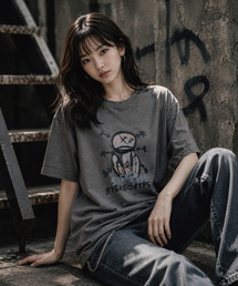 ステレオタイプピグメントウォッシングTシャツサンド