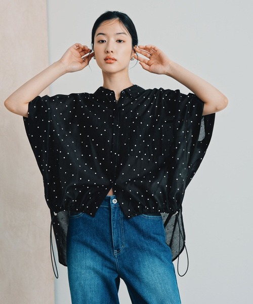 LEPSIM(レプシィム)の「裾ドロストアソートシャツSS 1023535(シャツ/ブラウス・レディース・ブラック系その他/ブラウン/アイボリー/ホワイト系その他・FREE)」の1枚目の写真