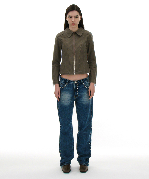 PARTIMENTO WOMEN（パルティメントウィメン）の「ウォッシュドコットンジップアップジャケット_ダスティベージュ（その他アウター・レディース・ベージュ・MEDIUM/SMALL）」の5枚目の写真