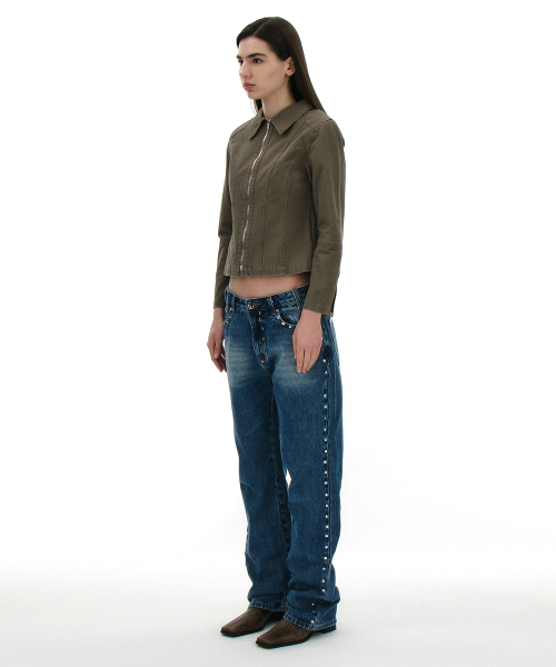 PARTIMENTO WOMEN（パルティメントウィメン）の「ウォッシュドコットンジップアップジャケット_ダスティベージュ（その他アウター・レディース・ベージュ・MEDIUM/SMALL）」の6枚目の写真