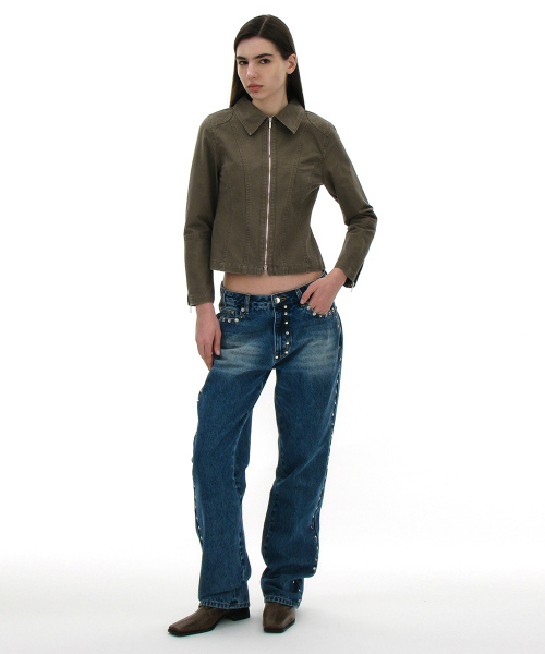PARTIMENTO WOMEN（パルティメントウィメン）の「ウォッシュドコットンジップアップジャケット_ダスティベージュ（その他アウター・レディース・ベージュ・MEDIUM/SMALL）」の8枚目の写真