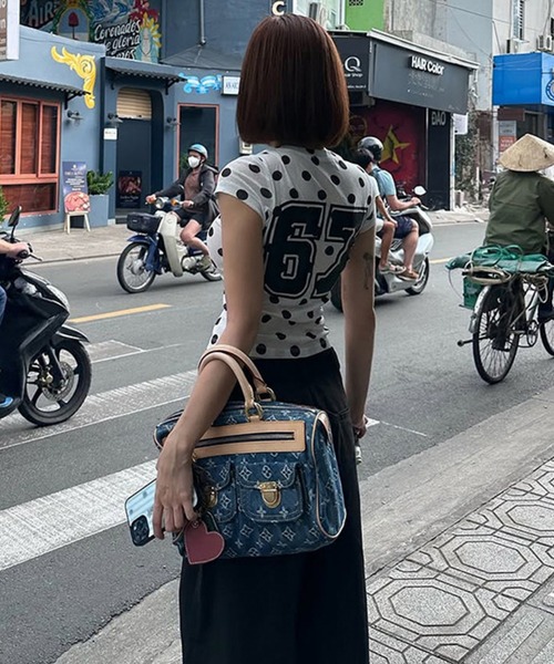 gossip！ロサンゼルス（ゴシップロサンゼルス）の「【Y2Kガーリー】 韓国風ドット柄半袖Ｔシャツ（Tシャツ/カットソー・レディース・ドット・M）」の8枚目の写真