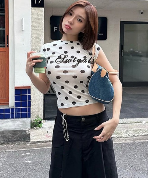 gossip！ロサンゼルス（ゴシップロサンゼルス）の「【Y2Kガーリー】 韓国風ドット柄半袖Ｔシャツ（Tシャツ/カットソー・レディース・ドット・M）」の10枚目の写真