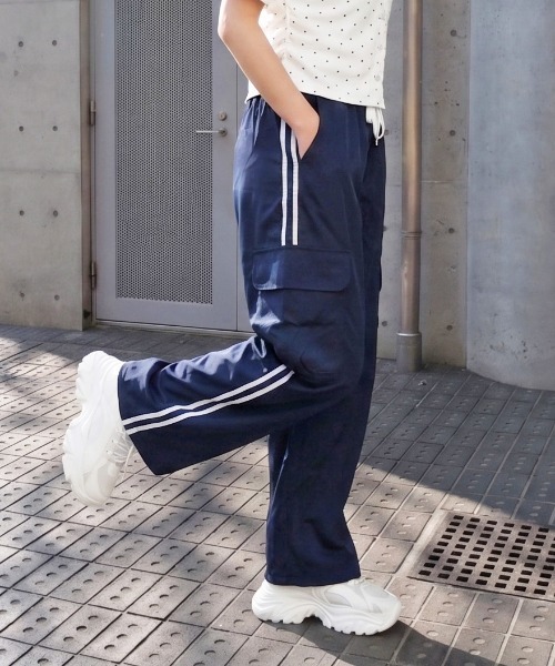 FUN(ファン)の「ラインレースパンツ(カーゴパンツ・レディース・ピンク/ネイビー/ブラック・FREE)」の4枚目の写真