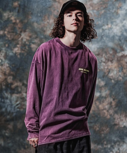 Jih Nunc(ジーヌンク)の「mlt5778-フェード加工ロゴプリントカットソー(JIH-R1225)(Tシャツ/カットソー・メンズ・ブラウン/チャコール/パープル・S/M/L)」の3枚目の写真