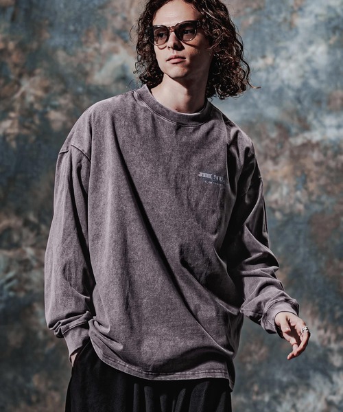 Jih Nunc(ジーヌンク)の「mlt5778-フェード加工ロゴプリントカットソー(JIH-R1225)(Tシャツ/カットソー・メンズ・ブラウン/チャコール/パープル・S/M/L)」の4枚目の写真