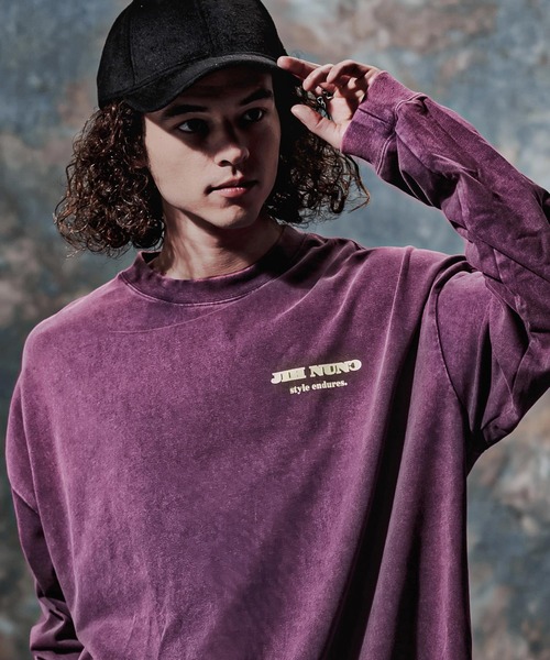 Jih Nunc(ジーヌンク)の「mlt5778-フェード加工ロゴプリントカットソー(JIH-R1225)(Tシャツ/カットソー・メンズ・ブラウン/チャコール/パープル・S/M/L)」の5枚目の写真