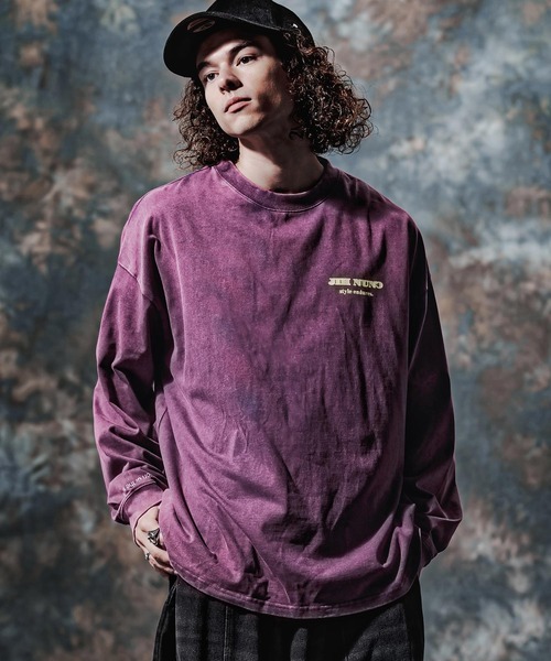 Jih Nunc(ジーヌンク)の「mlt5778-フェード加工ロゴプリントカットソー(JIH-R1225)(Tシャツ/カットソー・メンズ・ブラウン/チャコール/パープル・S/M/L)」の6枚目の写真