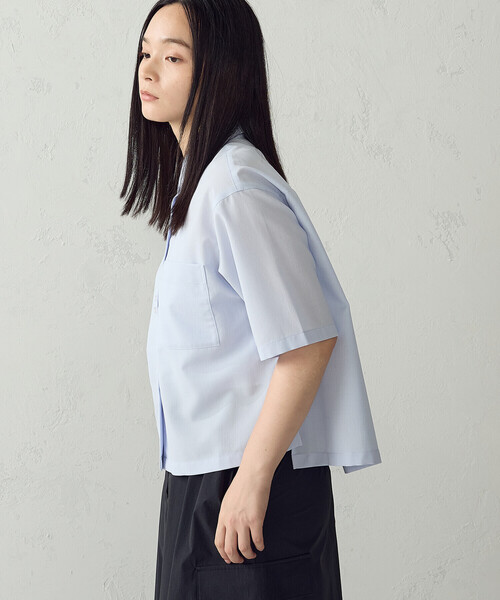 COMME CA ISM(コムサイズム)の「麻調ポリエステル クロップドシャツ(シャツ/ブラウス・レディース・サックスブルー/ベージュ/チャコール・FREE)」の19枚目の写真