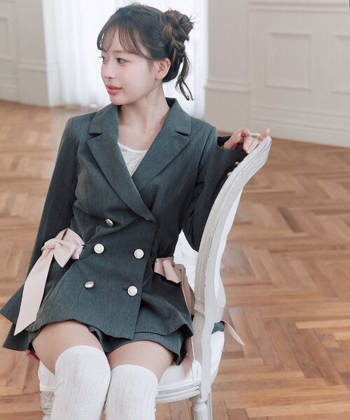 OLIVE des OLIVE(オリーブデオリーブ)の「ペプラムテーラードジャケット(テーラードジャケット・レディース・ブラック/チャコールグレー/チェック・FREE)」の17枚目の写真