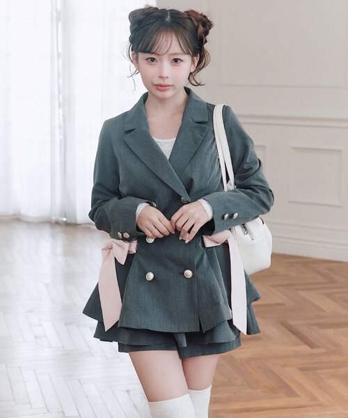 OLIVE des OLIVE(オリーブデオリーブ)の「ペプラムテーラードジャケット(テーラードジャケット・レディース・ブラック/チャコールグレー/チェック・FREE)」の18枚目の写真