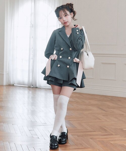 OLIVE des OLIVE(オリーブデオリーブ)の「ペプラムテーラードジャケット(テーラードジャケット・レディース・ブラック/チャコールグレー/チェック・FREE)」の21枚目の写真