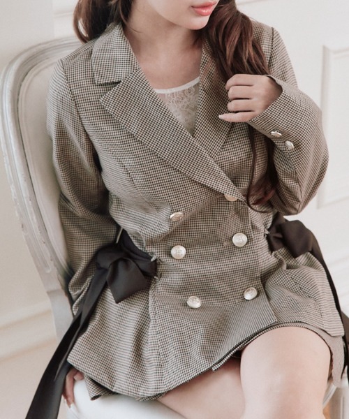 OLIVE des OLIVE(オリーブデオリーブ)の「ペプラムテーラードジャケット(テーラードジャケット・レディース・ブラック/チャコールグレー/チェック・FREE)」の12枚目の写真