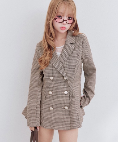 OLIVE des OLIVE(オリーブデオリーブ)の「ペプラムテーラードジャケット(テーラードジャケット・レディース・ブラック/チャコールグレー/チェック・FREE)」の13枚目の写真