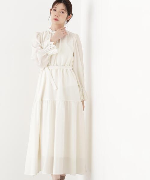 PROPORTION BODY DRESSING(プロポーションボディドレッシング)の「部分刺繍スリーブワンピース / 1216240901(ワンピース・レディース・ボルドー/ホワイト系その他/ブルー・MEDIUM/P/S)」の2枚目の写真