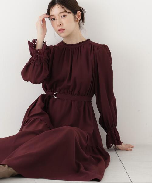 PROPORTION BODY DRESSING(プロポーションボディドレッシング)の「部分刺繍スリーブワンピース / 1216240901(ワンピース・レディース・ボルドー/ホワイト系その他/ブルー・MEDIUM/P/S)」の3枚目の写真