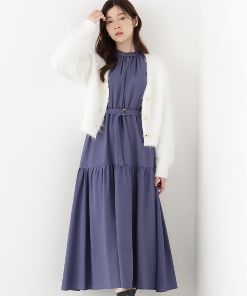 PROPORTION BODY DRESSING(プロポーションボディドレッシング)の「部分刺繍スリーブワンピース / 1216240901(ワンピース・レディース・ボルドー/ホワイト系その他/ブルー・MEDIUM/P/S)」の4枚目の写真