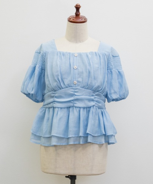 CLETTE(クレット)の「シャーリングペプラムブラウス(シャツ/ブラウス・レディース・アイボリー/ブラック/ブルー・LL/4L/3L)」の12枚目の写真