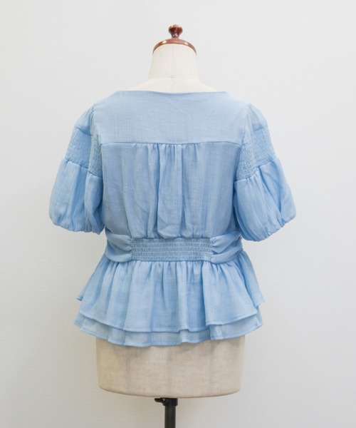 CLETTE(クレット)の「シャーリングペプラムブラウス(シャツ/ブラウス・レディース・アイボリー/ブラック/ブルー・LL/4L/3L)」の21枚目の写真