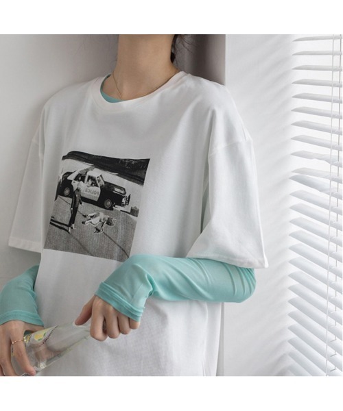 Carpe Diem(カルペディエム)の「クルーネック シアートップス(Tシャツ/カットソー・レディース・パープル/ピンク/グリーン/ミント/ホワイト/ブラック・FREE)」の4枚目の写真