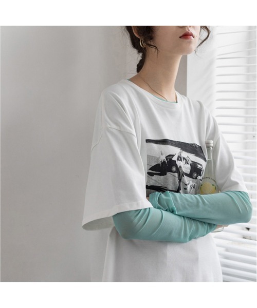 Carpe Diem(カルペディエム)の「クルーネック シアートップス(Tシャツ/カットソー・レディース・パープル/ピンク/グリーン/ミント/ホワイト/ブラック・FREE)」の7枚目の写真