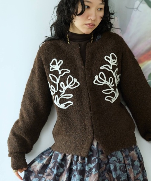 flaeu(フラユ)の「Cord Embroidery Cardigan(カーディガン/ボレロ・レディース・グレー/ブラウン/ブラック・FREE)」の18枚目の写真