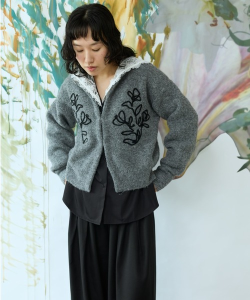 flaeu(フラユ)の「Cord Embroidery Cardigan(カーディガン/ボレロ・レディース・グレー/ブラウン/ブラック・FREE)」の14枚目の写真